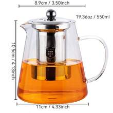 Borosilikatglas Teekanne mit 304 Edelstahl Sieb - Herdplatte offene Flamme Teekessel für Blüh-/Loseblatt Tee (Große Kapazität)