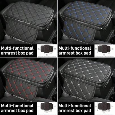 [2025 新款] 汽车扶手箱垫 PU 皮革耐用 高端汽车内饰 通用扶手套 易于清洁 适合所有季节