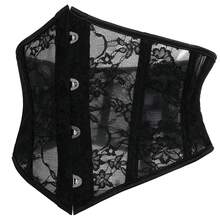 1pc Women's Black Lace Corset Bustier Waist Trainer, Suitable For Formal Events And Halloween - 黑色蕾絲 - 查看 2