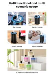 USB Automatic Car Diffuser Set (5 Essential Oils Options), Equipped With Starlight Projection Lamp, Smart Car Aromatherapy Diffuser - 5 Working Modes, 5 Adjustable Concentrations, Auto Start/Stop With Vehicle, Built-In Battery, Rechargeable Car Fragrance Diffuser, Air Freshener, Suitable For Bedroom, Bathroom, Living Room, Office Deodorization - Rechargeable Battery, Compatible With Essential Oils/Air Fresheners - Black Top - View 9