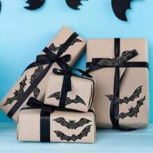 Halloween Bats Stickers Roll Laser Black Bats Shape Waterproof Decals 5 Designs Sparkly Self-Adhesive Stickers For Halloween Party Envelope Scrapbook Decor, 500Pcs - Black Bat Sticker - View 8