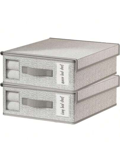 Foldable Bed Sheet Cover Storage Rack And Storage Space (Large And Medium-Sized Double Bed), Linen Wardrobe Storage Rack With Handle,Bed Sheet Storage Box, Bed Sheet Organizer Foldable,Foldable Bed Sheet Bedding Storage Box And Pillow Cube Storage Bag