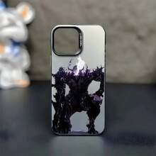 Custodia protettiva opaca nera antiurto per iPhone 16, 15, 14, 13, 12, 11, Mini, Pro, MAX con motivo dell''anime S-Solos Leveling