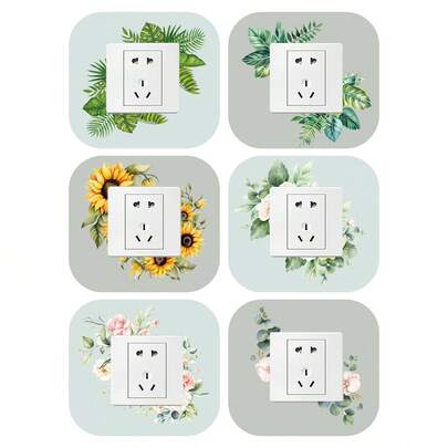 1set Fresh Green Plant & Floral Pattern 3D Switch Stickers, Interesting Vinyl Decals Suitable For Bedroom, Bathroom, Easy To Apply & Remove, Home Aesthetic Decor,Stickers,Wall Decal, Wall Stickers, Home Decor, Room Decor, Wall Decor, Bedroom Decor,Vinyl Decal For Home Decorations,Spring Decoration Items Refresh Your Home,Rama Decoration Stickers Gifts Birthday Graduation