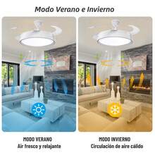 Ventilador de Techo con Luz LED 70W, Motor DC Silencioso, 6 Velocidades, 3 Colores de Luz, Función Reversible - Clásico - Ver 4