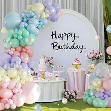 Pastel Rainbow Balloon Garland Arch Kit 126Pcs Double Stuffed Pearl Pink Blue Yellow Peach Purple Turquoise Clear Balloons For Birthday Party Product Shower Gender Reveal Easter Spring Day Decorations