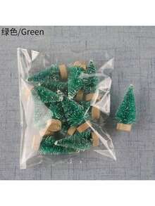 12pcs Mini Artificial Christmas Cedar Trees, Multicolor Options Including Blue, Light Green, Green, White, Gold And Silver, Suitable For Holiday, Home, Office And Garden Decoration. - Multicolor - View 9