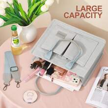 Canvas Tote Bag For Women With Pockets Crossbody Bag Tote Shoulder Handbags Casual Work Bags Everything Tote Bag - 灰色 - 查看 6