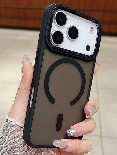 1 st. elektropläterad kameralinsfilm matt telefonskal, kompatibelt med 17 Pro Max, stöder magnetisk trådlös laddning, skyddande PC-material