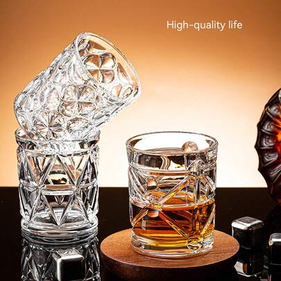 World Cup Retro Liquor Glass, Diamond Pattern Whiskey Glass, Crystal Glass Cup For Home, Bar, KTV, Alcohol Beverage Set