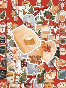 Zestawy naklejek świątecznych 50-100 szt. – wielokrotnego użytku, samoprzylepne naklejki winylowe – nadają się na butelki z wodą, laptopy, prezenty, okna, narty w różnych kształtach i kolorach – dekoracje na imprezę świąteczną, najlepszy wybór na Boże Narodzenie