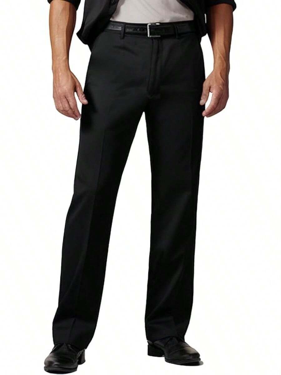 Men's Cozy Expandable Waist Dress Pants| Stretch Weave Work-To-Weekend Pants - Black - View 1