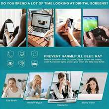 3副/2副/1副眼镜 - 时尚方形假眼镜，防辐射电脑游戏眼镜，眼镜 - 彩色 - 查看 3