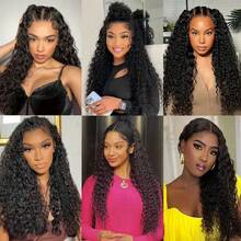 13x4 Curly Wig Human Hair 42 Inch Deep Wave Lace Front Wigs Human Hair 230_Density Ultra-Thin Lace 0.1 Millimeter Wet And Wavy Lace Front Wigs Human Hair Pre Plucked 13x6 Deep Wave Wig For Women With Baby Hair 4x4 5x5 Put On And Go Glueless Wigs Human Hair - Natural Black - View 9