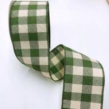 10 Yards/Roll, 63.5mm2.5-Inch Green Wide Plaid Imitation Linen Ribbon, Imitation Linen Plaid Toggle Ribbon, Bow Bouquet Decoration Gift Packaging, Flowers, Balloons, Craft Sewing, Valentine's Day, Packaging Gift Box Wedding, Lace Accessories Handmade DIY Holiday Scene Decoration Crafts Birthday Party Clothing Accessories - 綠色 - 查看 5