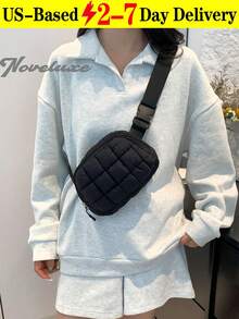 Quilted Puffy Waist Bag, Fashion, Super Comfy, Adjustable Crossbody Bag, Suitable For Women, Perfect For Running, Shopping, Hiking And Workout Organizer Storage Storage Bag Organization,Crossbody Bags For Autumn And Winter, Gifts For Thanksgiving, Christmas, Birthdays, And Other Holidays, Fashionable Waist Bags - 彩色 - 查看 4
