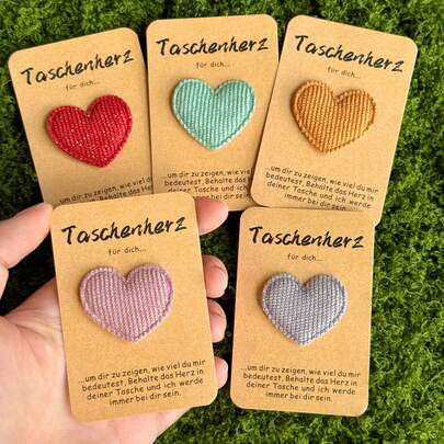 5/10 Stücke bunte Herz-Umarmungskarten mit deutschen motivierenden Botschaften - Glücksbringer Geschenke für Ihn oder Sie, kleine Andenken in 5 verschiedenen Farben (Blau, Pink, Rot, Gelb, Grün)