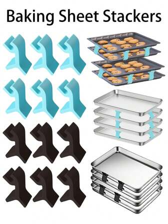 4 件/8 件/16 件烤盘堆叠器、节省空间的托盘堆叠器、可重复使用的托盘堆叠支架、分层托盘架堆叠器、托盘支架烤盘、适用于冻干托盘的多功能烤盘堆叠器