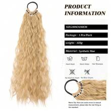 Peluca de cola de caballo resistente al calor para mujeres - Rubio beige claro natural esponjoso ondulado, fibra resistente a altas temperaturas, apta para uso diario, fiesta, Halloween, Navidad - Se adapta a todos los tipos de cabello. Peluca de cola de caballo, textura ondulada, estilo de moda, esencial para ocasiones especiales, duradera - Multicolor - Ver 4