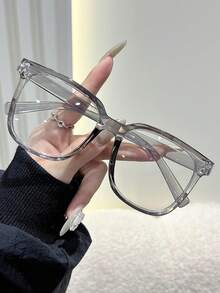 3 paires de lunettes transparentes délicates à monture intégrale en plastique géométrique de haute qualité, convenant pour la rentrée scolaire, les cadeaux pour femmes, les festivals de musique, la photographie de rue, la Saint-Valentin, les accessoires vestimentaires - Transparent - Voir 2