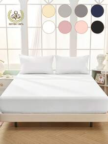 1 bộ ga trải giường cotton 100%, màu trơn, chất liệu dệt may gia đình thoải mái, mềm mại và thân thiện với da, thoáng khí, chống xù lông, phù hợp cho mọi mùa, vừa với giường đơn, đôi, cỡ Queen, cỡ King, có tác dụng bảo vệ nệm, có thể giặt máy, tái sử dụng, thích hợp trang trí phòng ngủ. - Nhiều màu - Xem 9