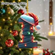 1pc 2D Flat Acrylic Christmas Theme Decoration Pendant, Christmas 26 Letter Decoration Pendant, Christmas Keychain, Backpack And Christmas Tree Decoration Pendant, And Non Electric Christmas Car Pendant Are Perfect Gifts For Christmas, Thanksgiving, New Year, Birthdays, And St. Patrick's Day Home Decor Christmas Decorations Room Decor