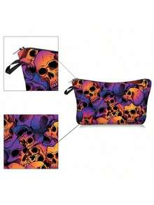 Gothic Skull And Floral Pattern Makeup Bag - Perfect Gift For Individual Women, Sisters, Girls And Niece - Makeup And Travel Storage Bag - Ideal For Christmas, Thanksgiving, Halloween, Birthday