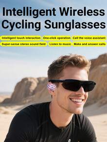 1pc Smart Glasses New Black Technology Wireless Headphones For Men And Women Outdoor Cycling Sports Navigation Voice Listening To Music Calling Voice Assistant Wake Up Remote Control Photography Apple Android Mobile Phone Universal Anti-Ultraviolet Sun Sunglasses Suitable For A Variety Of Face Shapes