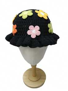 1pc Women's Fashion Knitted Hat, Handmade Crochet Wavy Ruffle Brim Hat, Casual Y2K Knit Beanie, Best Bikini Matching Hat For Beach - Ruffled Knitted Hat - View 34