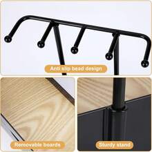 Jewelry Holder Organizer, Jewelry Display Stand With Metal Holder And Plastic Tray, Black Double-Layer