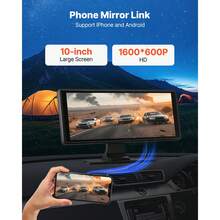 Wireless Car Stereo, 10-Inch HD Portable Radio Touch Screen With Apple CarPlay And Android Auto, CarPlay Screen With Front & Backup Cameras, Voice Control, Mirror Link, Bluetooth, GPS Navigation - 10-inch With Camera - View 6