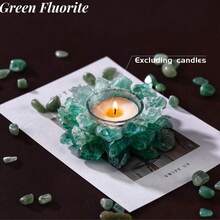 1pc Natural Crystal Raw Stone Candle Holder With Candle/ 1pc Candle Is Sold Separately- Diffuser Stone, Christmas Gift Gemstone, Ornaments, - Candlestick - View 16