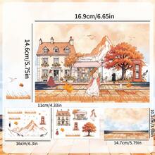 Japanese Style Landscape Stickers, Scrapbooking Stickers, Character Stickers, PET Stickers For Planner - Multicolor - View 2