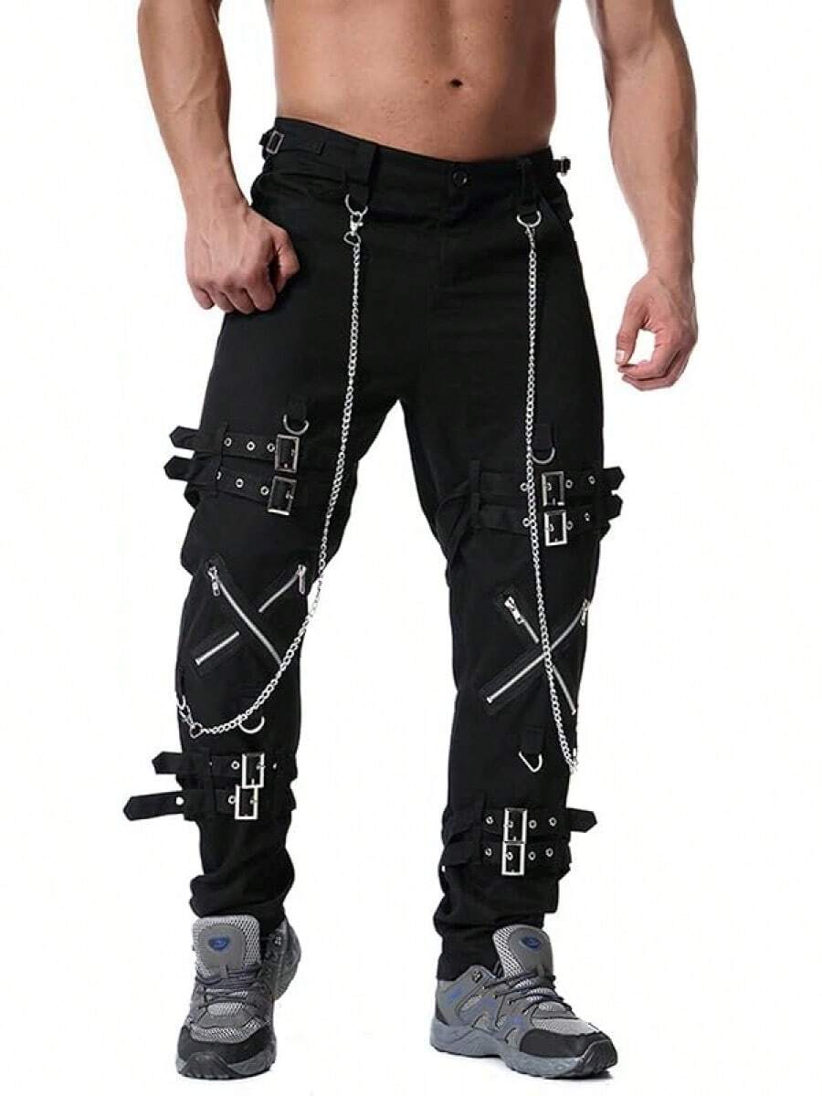 Men's Techwear Hiphop Streetwear Rock Punk Gothic Pants Sport Riding Casual Harem Track Cargo Pants-20256688