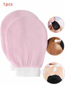 SHEIN X Milania 1pc Deep Exfoliating Glove, Smooth & Radiant - Body Scrub Bath & Shower - Cleanses Dry Dead Skin - Gentle Yet Effective Exfoliating Glove, Korean Exfoliating Glove, Clearly Removes Dead Skin, Ideal For Self-Tanning Or Keratosis Pilaris, Made Of 100% Viscose Fiber Body Scrubber, Bag, Storage Box, Hair Clip