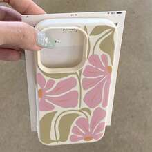 Pink Sage Green Floral Pattern Fashion TPU Material 1pc Elegant Full Screen Pattern Phone Case Compatible With Apple/ Phones Spring Gift - White - View 4