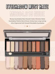MISSLYN Essential Eyeshadow Palette, Nude Tones, Matte And Shimmer Dual-Finish, High Pigmentation, Long-Lasting, Fine Powder Texture, Natural Colors, Smooth Formula, Makeup Brand, Face Cosmetics, Suitable For Women And Girls, Winter Essential, Y2K Style, Fashion Versatile, Birthday Gift, Valentine's Day Gift, Party Essential, New Year Gift, Best Colors, Cruelty-Free And Vegan - #615 - Xem 6