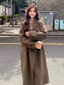 Y6Y 新款时尚高品质宽松驼色女式大衣，秋冬季