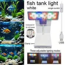 迷你 USB 水族箱 LED 夾燈，魚缸裝飾燈，水生植物照明，多模式可調光，全光譜，5V，適用於魚缸 - 緊湊型桌面水生植物照明 - 彩色 - 查看 7