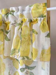 1 件乡村风格黄色柠檬图案双层透明短窗帘帷幔，滤光设计，咖啡厅窗帘帷幔，适用于厨房浴室餐厅窗户 - 黃色 - 查看 3