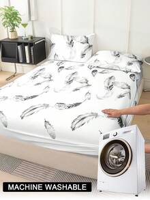 1 buah Sprei Fitted Motif Bulu, Pelindung Kasur, Penutup Kasur Natal, Lembut & Bernapas, Cocok untuk Berbagai Ukuran Kasur, Hadiah Natal - MultiWarna - View 8