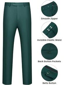 Men's 2 Piece Suits Two Button Pants Set Party,Wedding And BusinessChristmas CNPN - Màu xanh lá cây đậm - Xem 11
