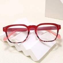 1pc Square Reading Glasses, +100°-+400° Magnification Options, Frame Colors, Stable & Comfortable Fit, Practical & Stylish For Daily Use By Middle-Aged And Elderly