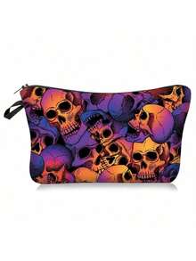 Gothic Skull And Floral Pattern Makeup Bag - Perfect Gift For Individual Women, Sisters, Girls And Niece - Makeup And Travel Storage Bag - Ideal For Christmas, Thanksgiving, Halloween, Birthday