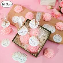 10 Sets Wedding Peony Candle Favors, Scented Peony Flower Candles With Thank You Cards And Gift Bags, Romantic Flower Design For Wedding Guest Gifts, Baby Shower Bridal Shower Favors, Home Decor Candles