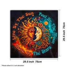 1 件派对游戏和活动优雅太阳和月亮曼陀罗祭坛布与星星设计星空桌布巫术占星术黑色神谕垫塔罗牌桌布波西米亚风游戏垫布家居装饰 - 彩色 - 查看 7