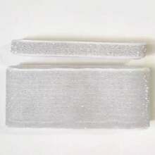 Sponged Velvet Ribbon Kit With Glitter - White With Silver Glitter - View 2