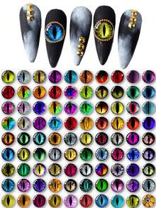 10pcs/50pcs/100pcs Cute Animal Eye 3D Crystal Nail Art Rhinestone Mixed Style Y2K Halloween Dark Acrylic Nail Decorations DIY Manicure Supplies, Random Color