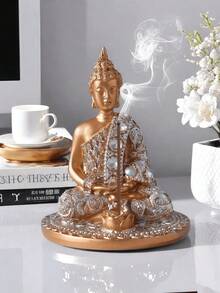 Creative Art Incense Burner Buddha Statue Tea Lamp Candlestick Zen Garden Meditation Home Living Room Desktop Decoration, Home Decoration, Bedroom Decoration, Office And Student, Storage, Wedding Decoration, Home Decoration, Party Decoration, Best Gifts