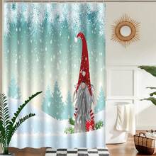 Weihnachtsmann Duschvorhang, Winterurlaubs-Weihnachtsdekoration, Urlaubsraumdekoration - elegante Badezimmerdekoration, Badvorhänge für moderne oder traditionelle Badezimmer, Badezimmerdekoration und -accessoires, verspieltes Ästhetik, leicht zu reinigende Materialien, Heimdekoration, einfaches Muster, Konstruktion, Apartment-Living mit 12 Haken